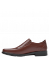 Diseño de zapato de cuero chocolate con tecnología AIRFLOW para ventilación.
