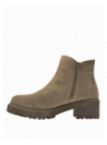 Botín chelsea de cuero gamuzado taupe, diseño informal para mujer, suela de goma, perfecto para un look moderno.