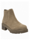 Calzado chelsea taupe para mujer, cuero gamuzado, diseño informal con suela de goma, perfecto para paseos largos.