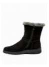 Bota de cuero gamuzado negro para mujer, estilo casual con diseño funcional y correas decorativas ajustables.