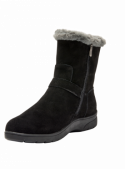 Bota casual de cuero gamuzado negro para mujer con suela antideslizante robusta, perfecta para terrenos variados.