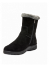 Bota casual de cuero gamuzado negro para mujer con suela antideslizante robusta, perfecta para terrenos variados.