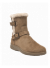 Bota de cuero gamuzado café con borde afelpado para mayor confort y calidez, perfecta para actividades al aire libre.