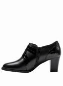 Zapato formal de cuero negro para mujer, con forro de poliuretano y taco bloque de 4.7 cm.