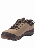 Zapatilla de cuero taupe para hombre, versátil para caminatas o uso casual, combinando resistencia y estilo outdoor.