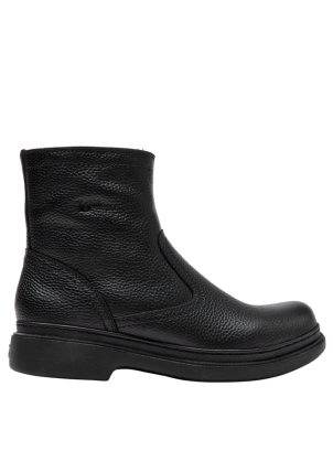 Botín Slot Hombre Botín casual de cuero negro para hombre, versátil para climas fríos, sin adornos, adecuado para ocasiones semi-formales.