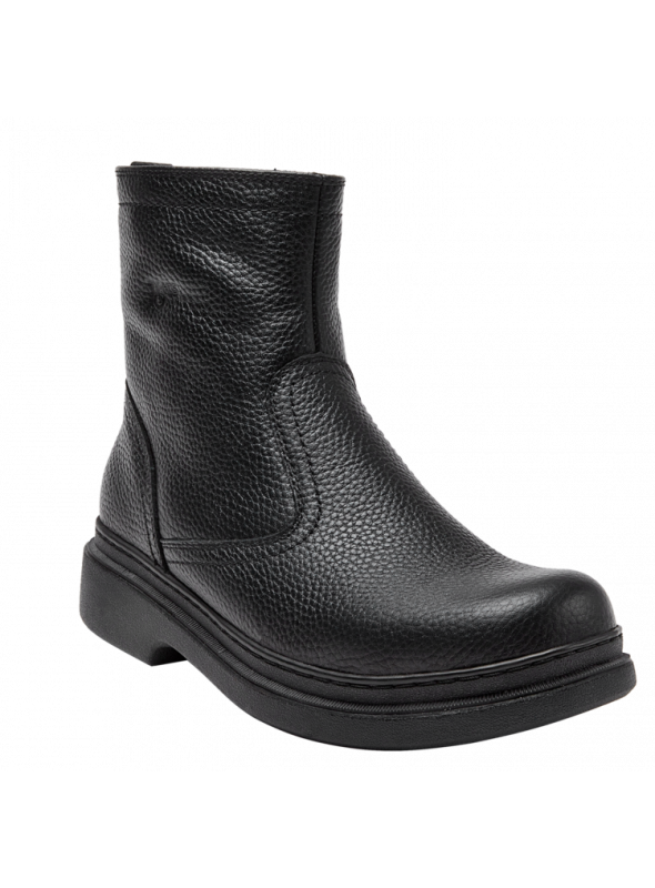 Botín casual de cuero negro para hombre, versátil para climas fríos, sin adornos, adecuado para ocasiones semi-formales.