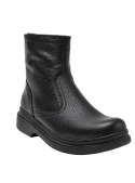 Botín casual de cuero negro para hombre, versátil para climas fríos, sin adornos, adecuado para ocasiones semi-formales.