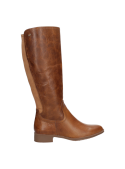 Bota café de cuero para mujer, diseño limpio y sofisticado, esencial en el armario para un estilo elegante y formal.