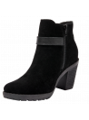 Botín de mujer negro en cuero gamuzado con cierre lateral, ideal para un estilo casual urbano.