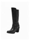 Bota de cuero negro para mujer, estilo casual, con caña alta y taco medio grueso, perfecta para un look country-chic.