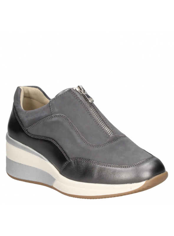 zapatilla de cuero blanco para mujer con diseño moderno y minimalista, estilo slip-on y cierre decorativo superior