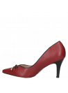Clásico stiletto burdeo de cuero femenino, con tacón alto y delgado, perfecto para combinar con vestidos de cóctel.