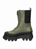 Bota alta verde, diseño casual de cuero premium, perfecta para proteger del frío.