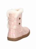 Bota de niña en color rosado con detalles lúdicos y brillantes, adecuada para salidas familiares y eventos informales.