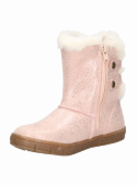 Bota rosada para niña, diseño moderno con detalles brillantes en material sintético. Ideal para un look informal.