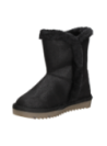 Bota negra casual para niña, con diseño invernal y ribete de peluche en el borde superior, ideal para días fríos.