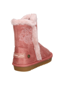 Bota casual rosada para niña, diseño moderno con ribete de peluche, perfecta para paseos al aire libre en invierno.