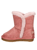 Bota textil rosada, suela de goma antideslizante, ideal para días fríos, combina con leggings y chaquetas abrigadas.