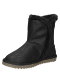 Bota negra casual para niña con ribete de peluche, ideal para invierno, suela gruesa y antideslizante para mayor confort.