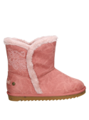 Diseño sencillo y cómodo de bota rosada casual para niña, adecuada para actividades diarias en invierno.