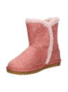 Bota rosada casual para niña con ribete de peluche en el borde superior, ideal para días fríos por su diseño abrigador.