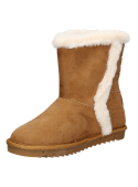 Botas camel casuales de niña con botón lateral, diseño cálido y moderno, ideales para invierno y días casuales.