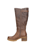 Bota de cuero café para mujer, sofisticada con hebilla lateral, perfecta para ocasiones cotidianas en meses fríos.