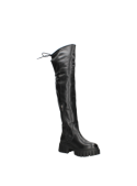 Bota negra casual de cuero para mujer, elegante y moderna.