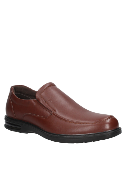 Zapato de cuero marrón con forro interno de cuero y textil, ideal para confort diario.