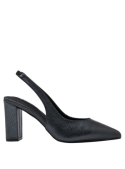 Zapato gris de cuero para mujer, estilo casual, punta afilada, talón de bloque, ideal para eventos formales.