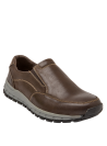 Zapato de cuero café estilo mocasín para hombre, casual y funcional, sin cordones, adecuado para combinar con jeans.