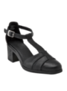 Zapato de mujer negro de cuero estilo T-bar con diseño elegante y clásico, ideal para eventos formales y semiformales.