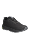 Zapatilla negra de trail running para hombre, adecuada para la tendencia athleisure, combinando estilo casual y deportivo.