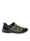 Sandalia verde casual para hombre con taco plano de 4.3 cm y punta redonda.