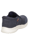 Zapatilla azul de hombre con combinación textil y cuero, diseño minimalista para un estilo relajado y moderno.