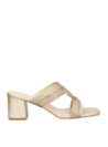 Sandalia oro de mujer con diseño sofisticado y cómodo, ideal para almuerzos elegantes o eventos sociales informales.