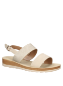Sandalia beige casual de mujer, perfecta para paseos al aire libre y reuniones informales en temporadas cálidas.