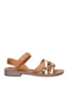 Zapato tipo sandalia camel para mujer, estilo casual con tiras cruzadas, adecuada para paseos al aire libre y reuniones.