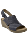 Sandalia de cuero azul para mujer, ideal para verano, combina confort y estilo.