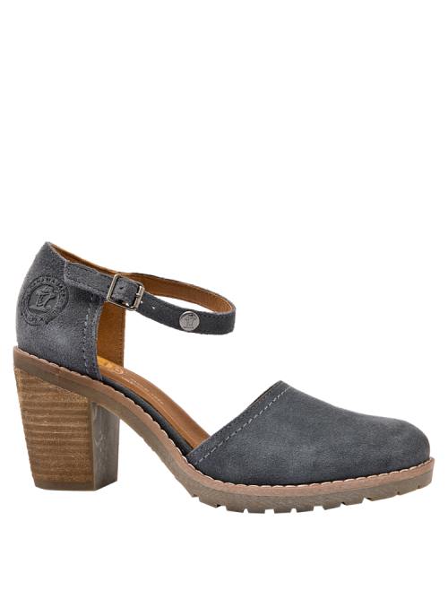 Elegante sandalia azul de cuero para mujer, con diseño casual y versátil para cualquier ocasión veraniega.