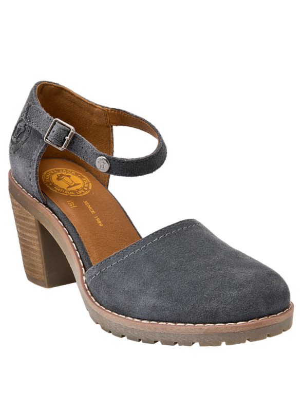 Elegante sandalia azul de cuero para mujer, con diseño casual y versátil para cualquier ocasión veraniega.