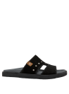Sandalia casual negra de cuero para mujer con tira ancha y estilo versátil, ideal para la playa o salidas informales.