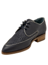 Zapato azul casual de cuero para mujer, ideal para el día a día y eventos sociales.