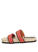 Sandalia multicolor de mujer, diseño bohemio con tiras, suela tipo yute, ideal para ocasiones informales.