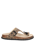 Calzado casual femenino en cuero animal print, plantilla moldeada y suela elevada, perfecto para actividades relajadas.