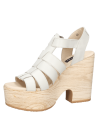 Sandalia de cuero blanco para mujer, estilo casual chic, con plataforma robusta y combinable con varios atuendos.