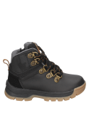 Botín negro infantil con diseño aventurero, adecuado para salidas al parque o caminatas en terrenos demandantes.