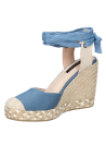 Alpargata azul boho-chic para mujer, elegante y moderna, ideal para salidas de fin de semana o almuerzos.