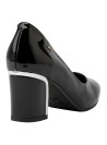 Zapato de mujer negro de charol, clásico, punta redondeada, ideal para eventos formales y semi-formales.